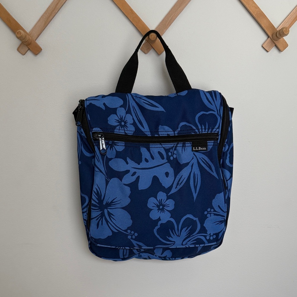 L.L. Bean Blue Floral travel toiletries bag